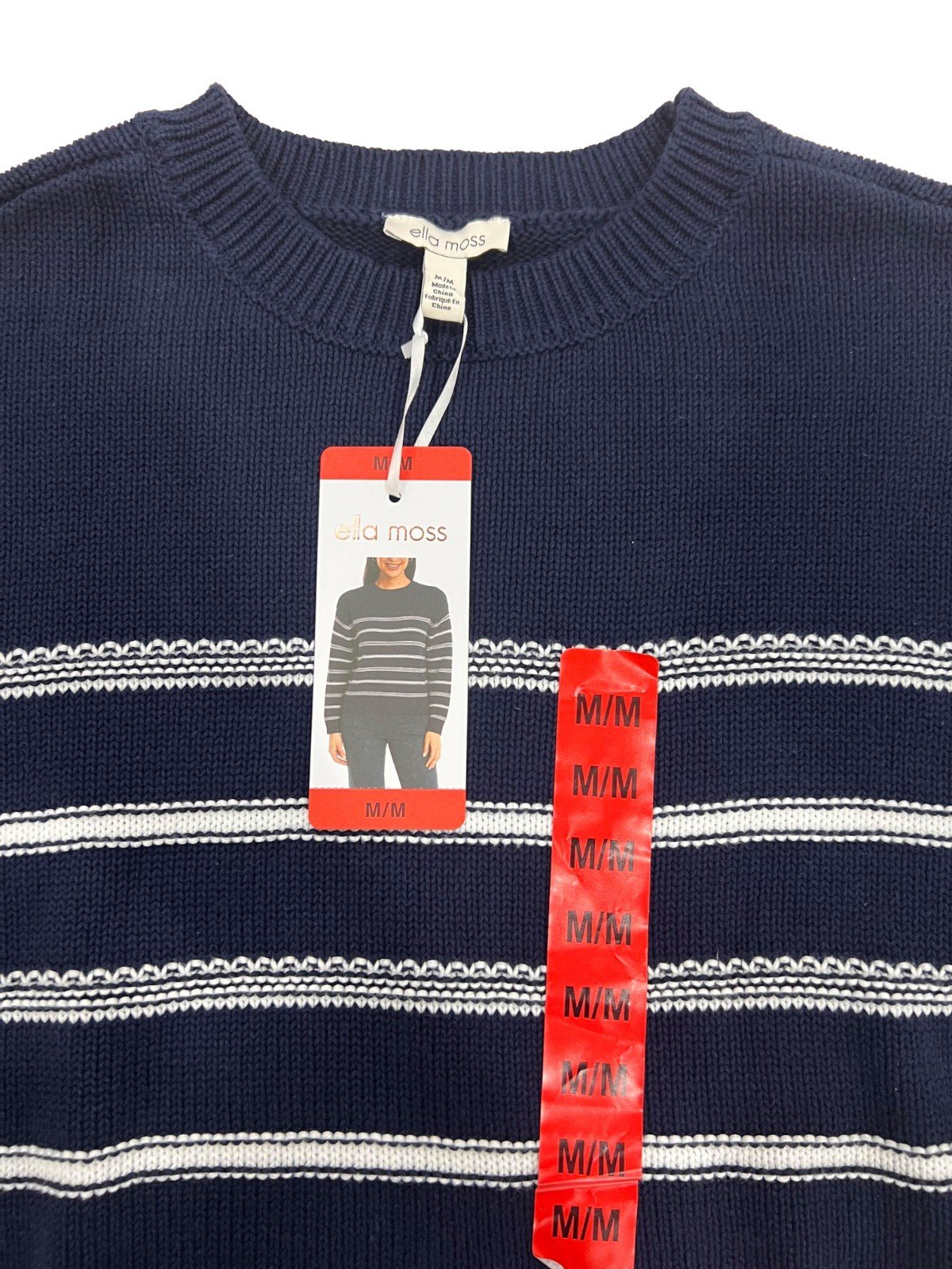 Ella Moss Ladies Navy Blue Sweater Crewneck Knit L\S (153) - Image 7